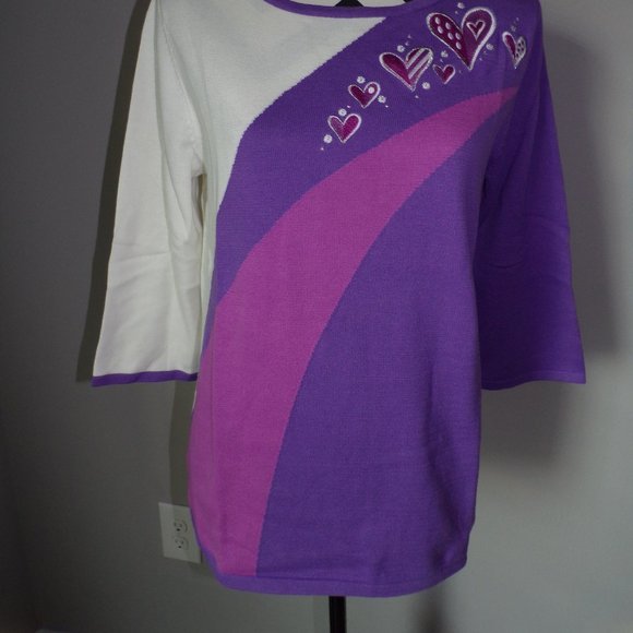 New w/Tags Bob Mackie Small Purple Heart Top - Picture 6 of 6